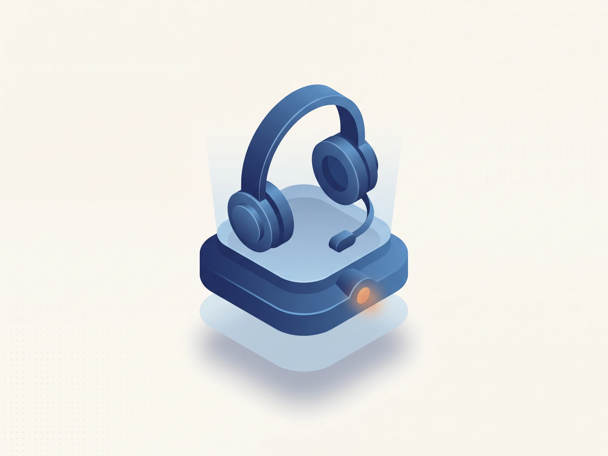 Isometrische Illustration eines Headsets auf einem Podest — das 1:1-Coaching.
